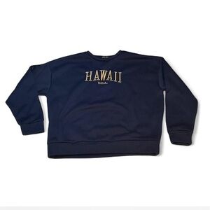 SHEIN Navy Crewneck Sweater with Hawaii Print